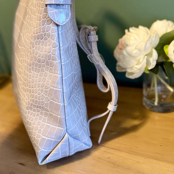 NWT A New Day Croc-Embossed Backpack Gray Faux Leather Minimalist Chic - Picture 5 of 12